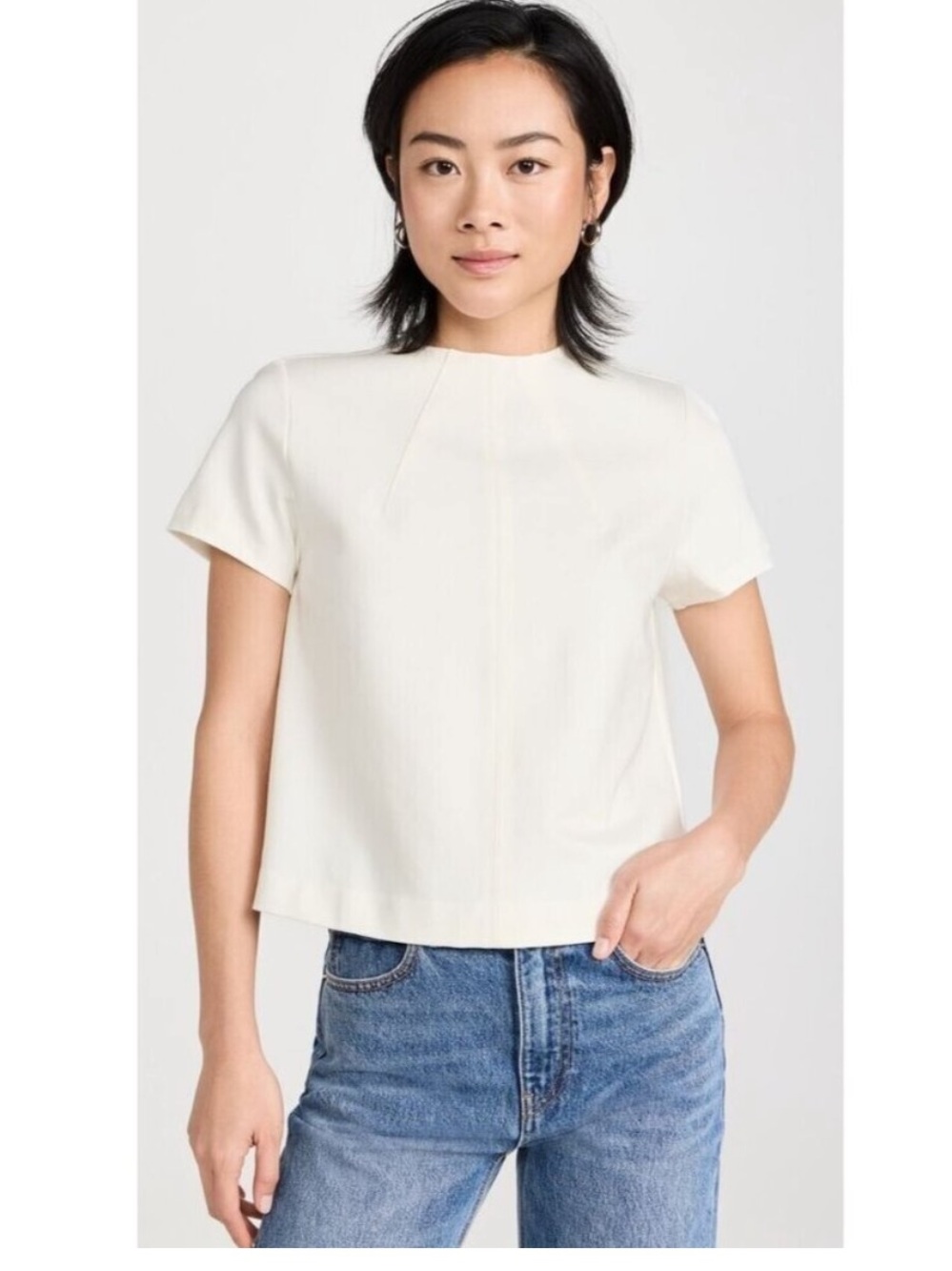 NWT Spanx 20420R Powder White Short Sleeve The Perfect Funnel Top Sz. XL